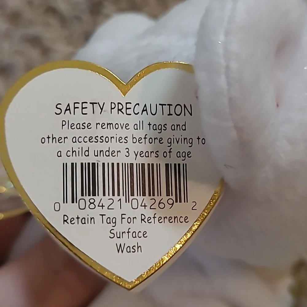 Ty Beanie Babies Halo II the Bear D.O.B. January 14, 2000 Angel Wings Brown Nose - Picture 4 of 7